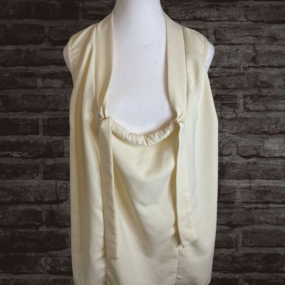✨ Poema Ivory Sleeveless Bow Tie Blouse - Size L - Picture 7 of 8